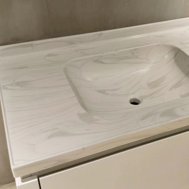 ألواح رف أكريليك راتينج ألواح حائط حجرية بيضاء ذات سطح صلب من قمم المطبخ